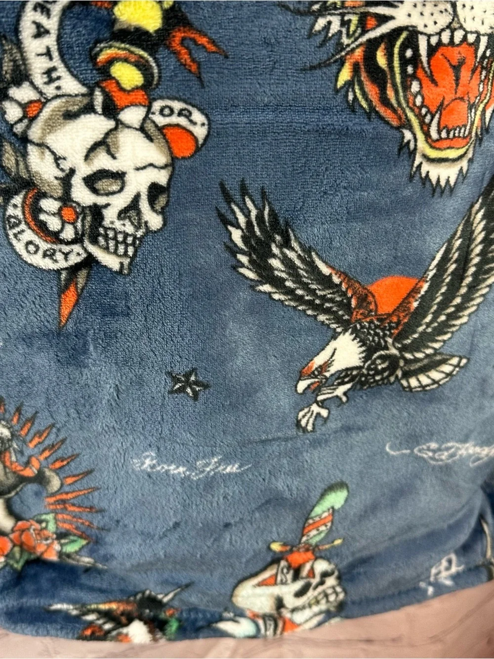 NWT ed hardy Printed Plush Oversized Throw retro rock glam whimsigoth streetwear